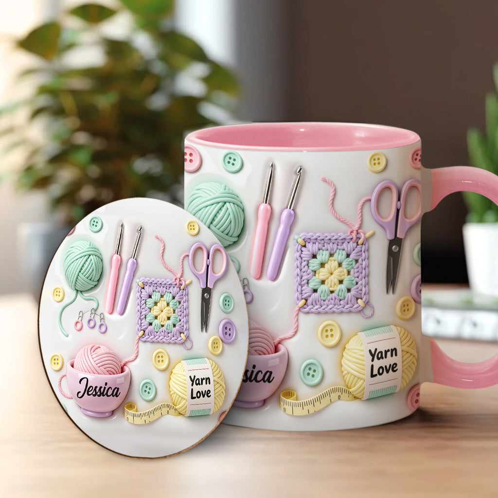 Love Crocheting - Personalized Crocheting Accent Mug & Coaster