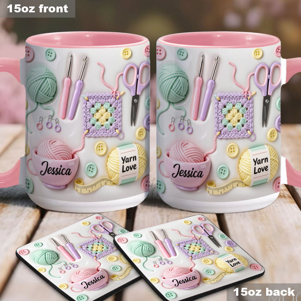 Love Crocheting - Personalized Crocheting Accent Mug & Coaster