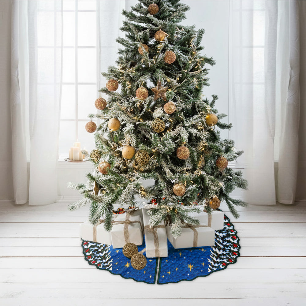 Christmas Train Crew Family Gift - Personalized Family Shaped Tree Skirt