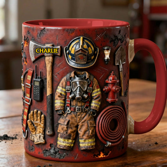 Stolzer Feuerwehrmann – Personalisierte Tasse mit Feuerwehrmotiv