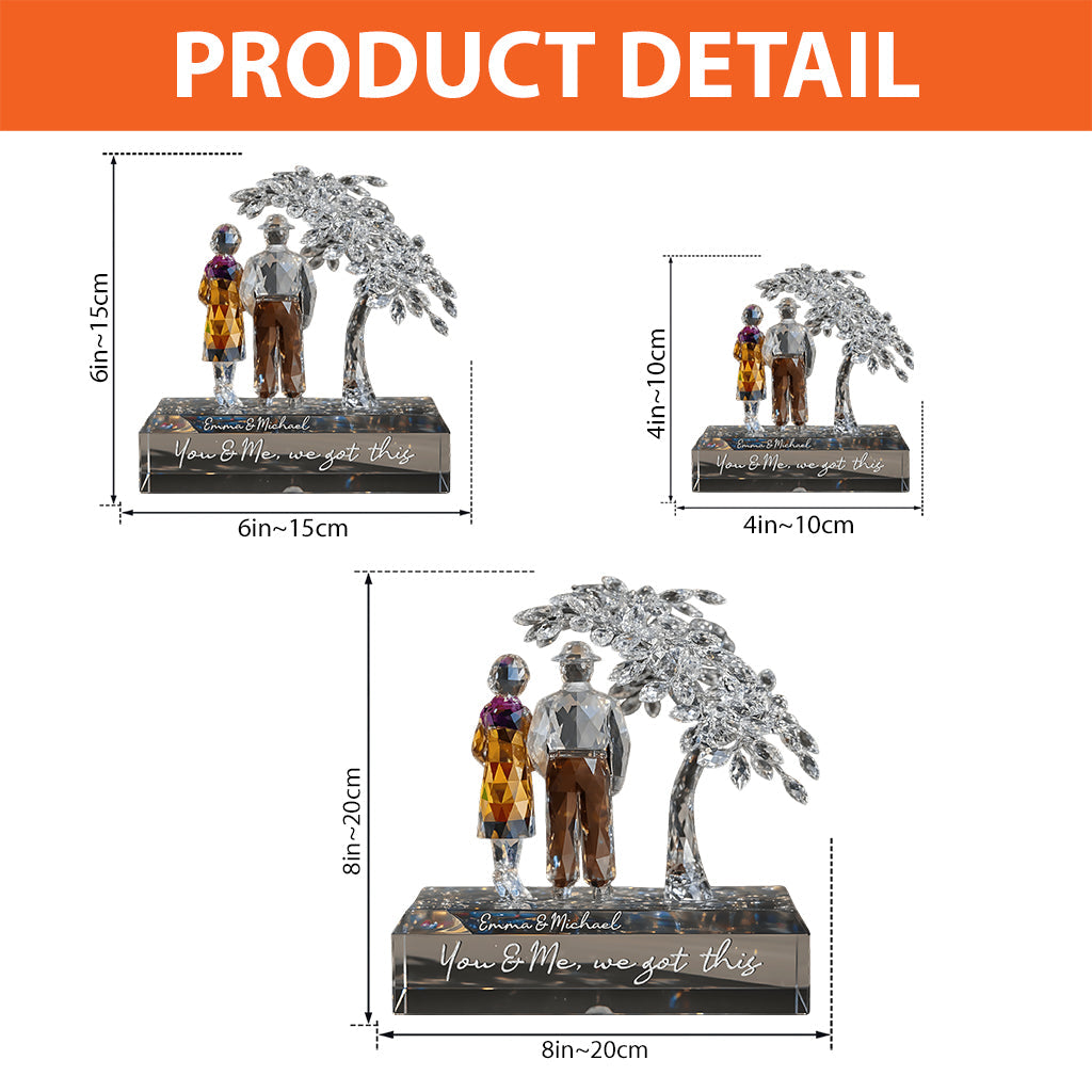 Du und ich, wir schaffen das – Personalisierte Acrylplakette in Pärchenform