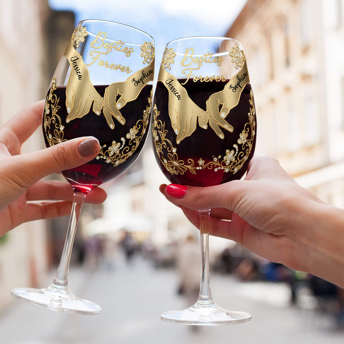 Für immer beste Freundinnen – Personalisiertes Weinglas mit langem Stiel