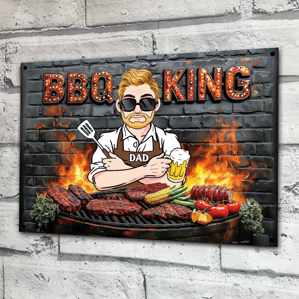 BBQ King, Gift For Dad, Husband... - Personalized Father Rectangle Metal Sign