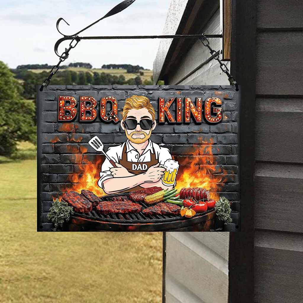 BBQ King, Gift For Dad, Husband... - Personalized Father Rectangle Metal Sign