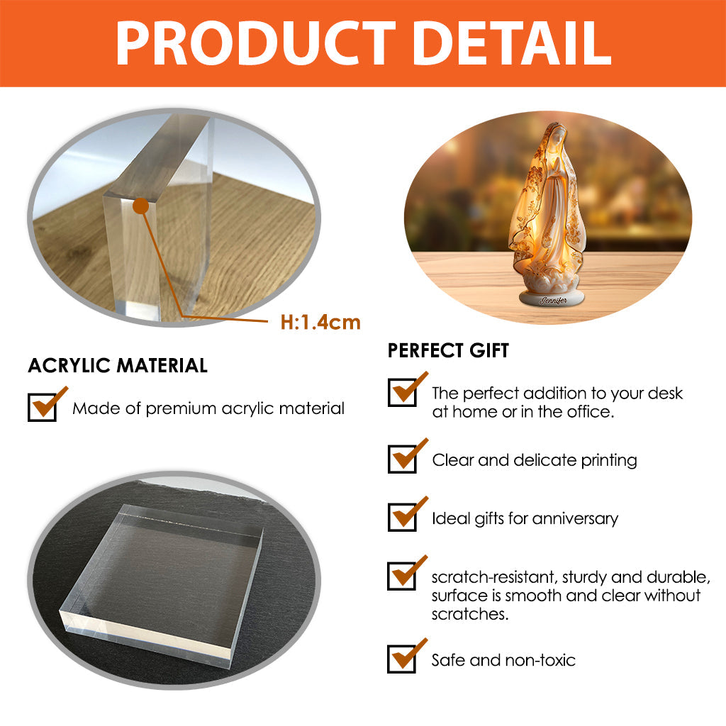 Unsere Liebe Frau – Personalisierte christliche Acrylplakette in individueller Form