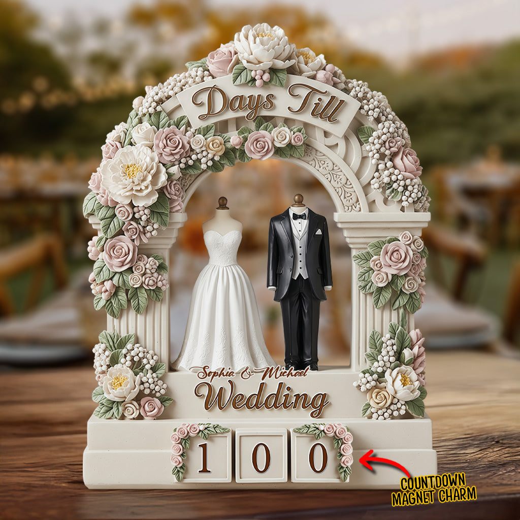 Hochzeitscountdown – Personalisierte, austauschbare Plakette für das Paar