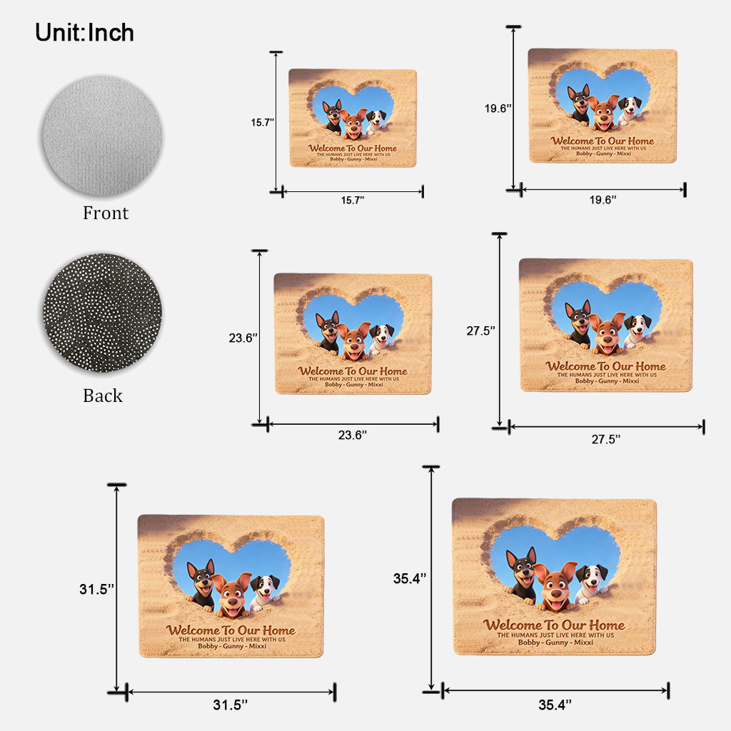 Willkommen in unserem Zuhause – personalisierte Fußmatte/Teppich in Hundeform