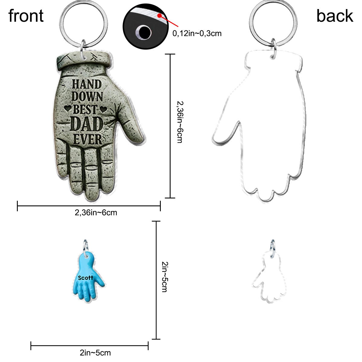 Absolut bester Papa aller Zeiten – personalisierter Vater-Schlüsselanhänger mit Anhängern