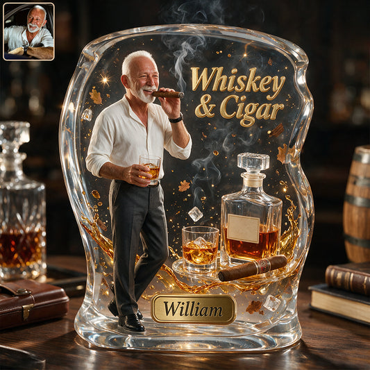 Jedes Foto, Whiskey & Zigarre - Personalisierte Whisky Acrylplakette