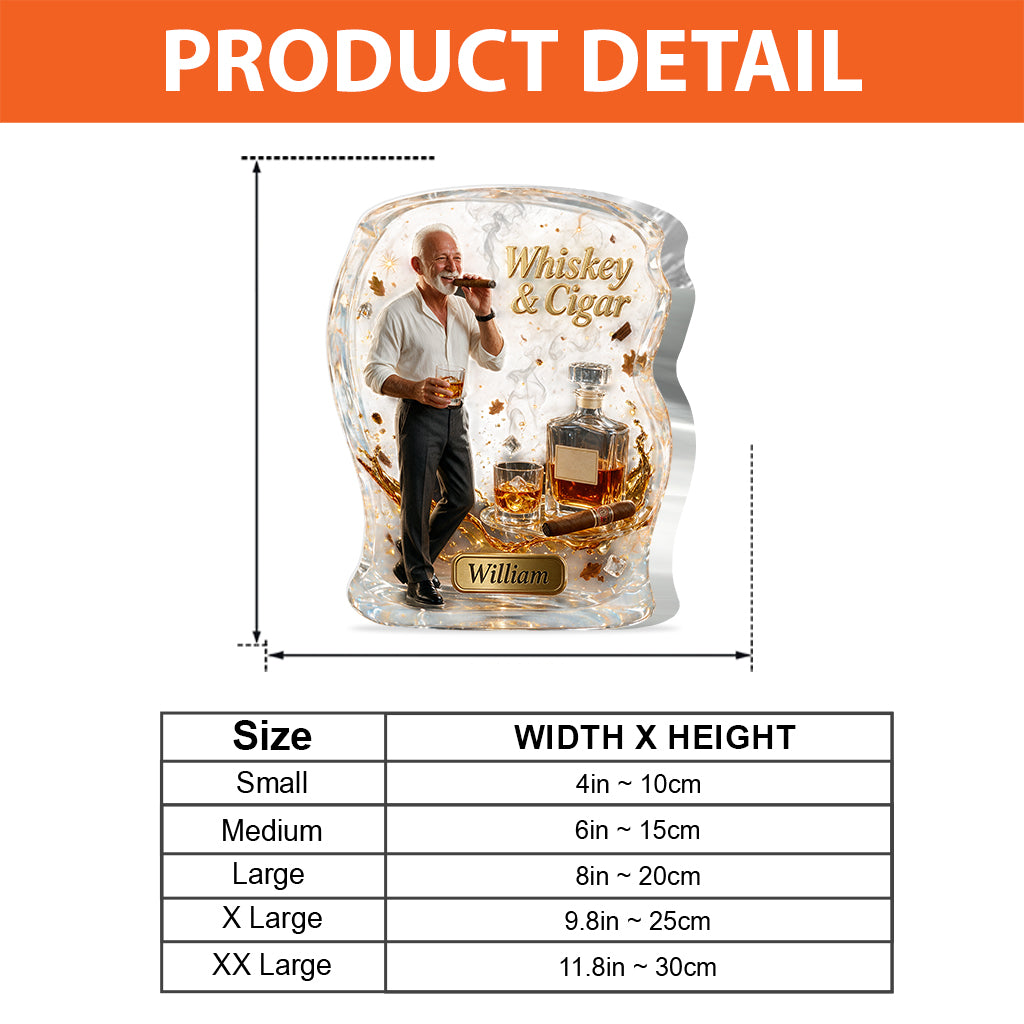 Any Photo, Whiskey & Cigar - Personalized Whisky Custom Shaped Acrylic Plaque