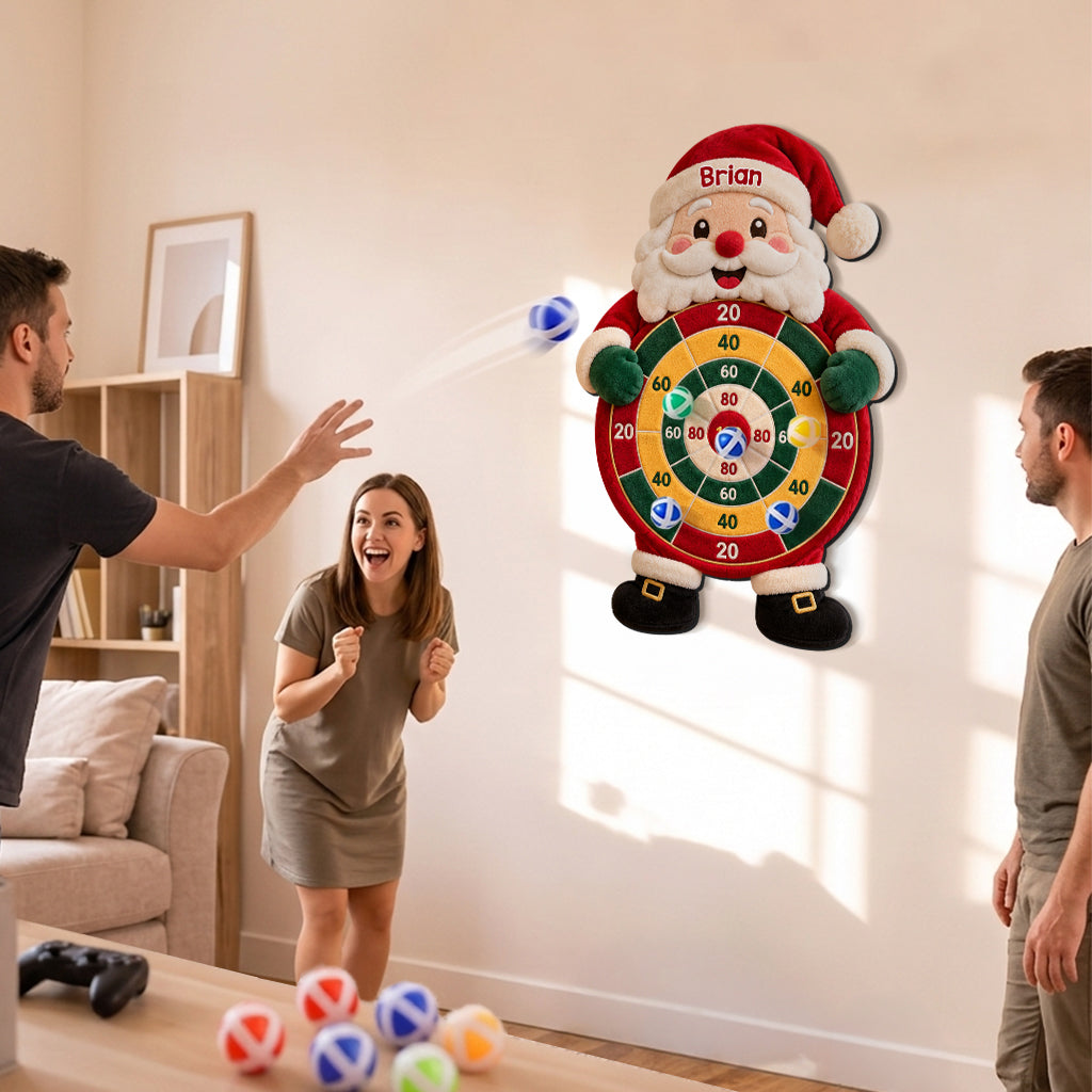 Ready, Aim, Giggle! - Personalized Christmas Sticky Ball Dart Board Set
