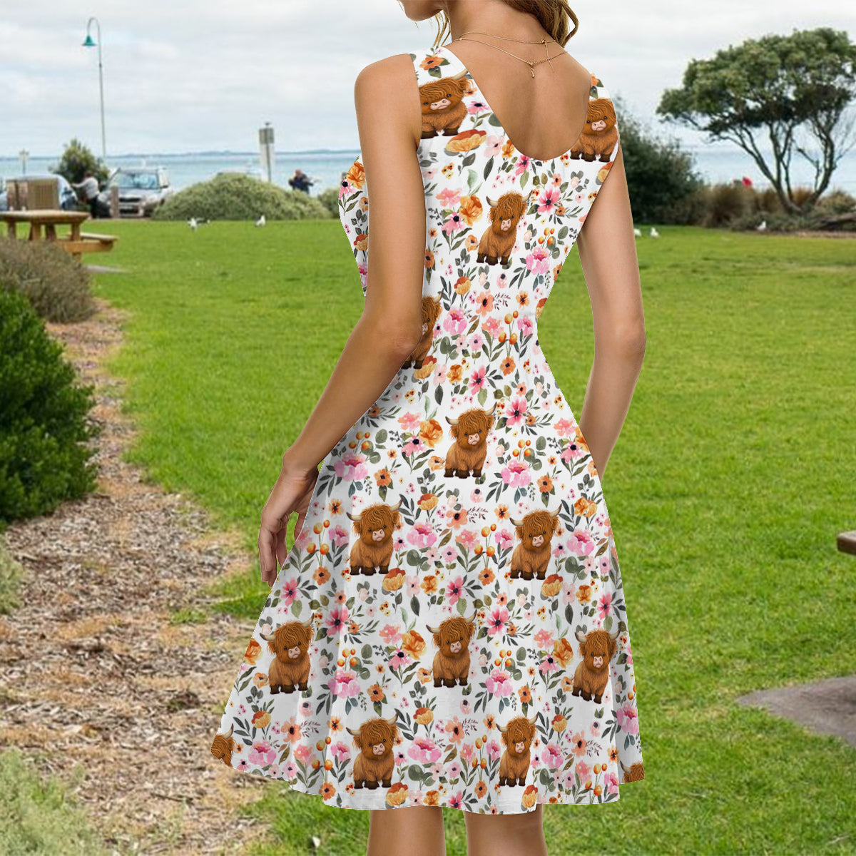Just A Girl Who Loves Highland Cows - Personalized Highland Cow Sleeveless Dress