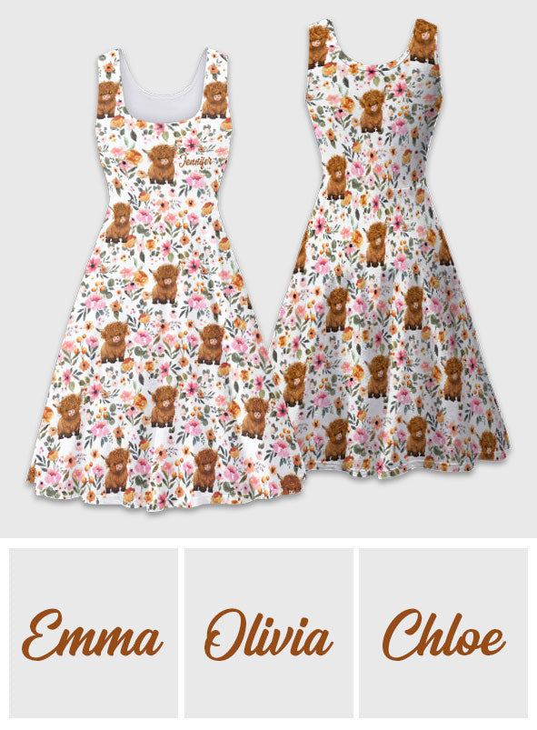 Just A Girl Who Loves Highland Cows - Personalized Highland Cow Sleeveless Dress