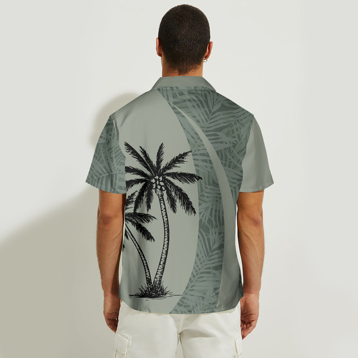 Partnerlook-Outfit mit tropischem Kokosnussblatt-Print für den Hawaii-Strand – personalisiertes Hawaiihemd und ärmelloses Kleid