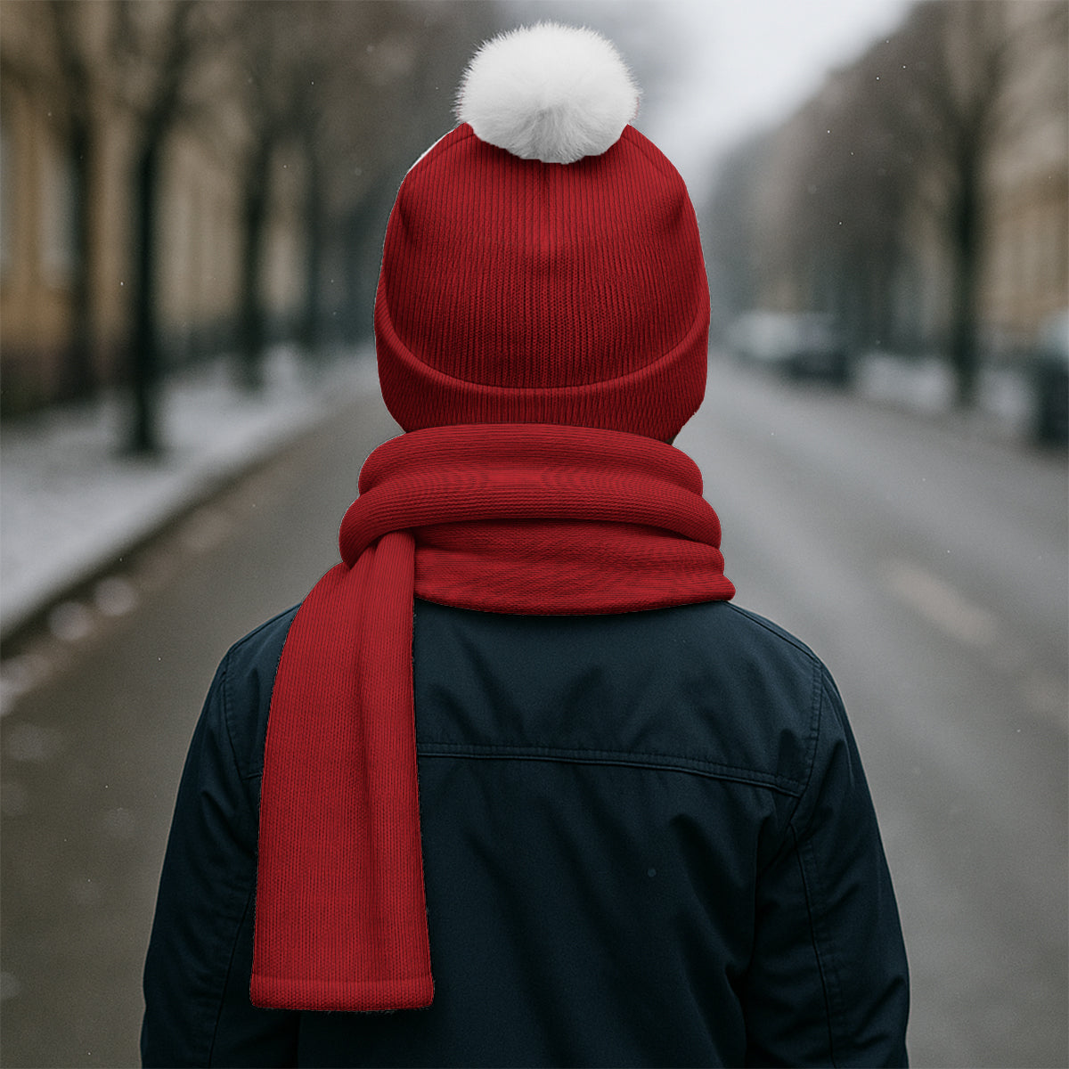 Niedliches Rentier-Motiv – Personalisierte Strickmütze und Schal für Kinder (Set)