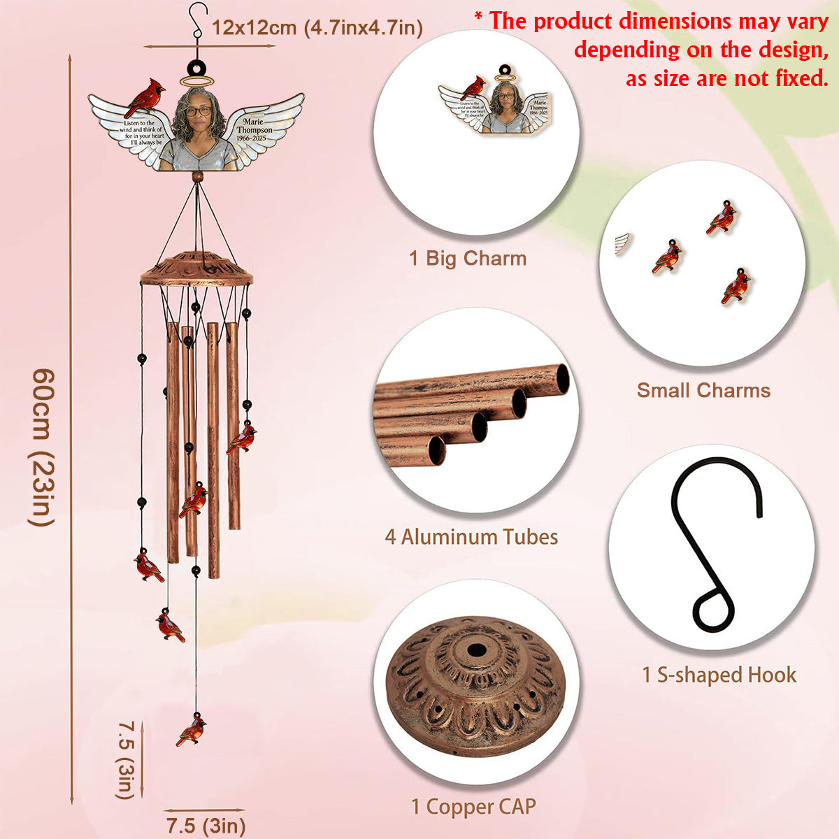 In Loving Memory - Personalized Memorial Wind Chime With Charms