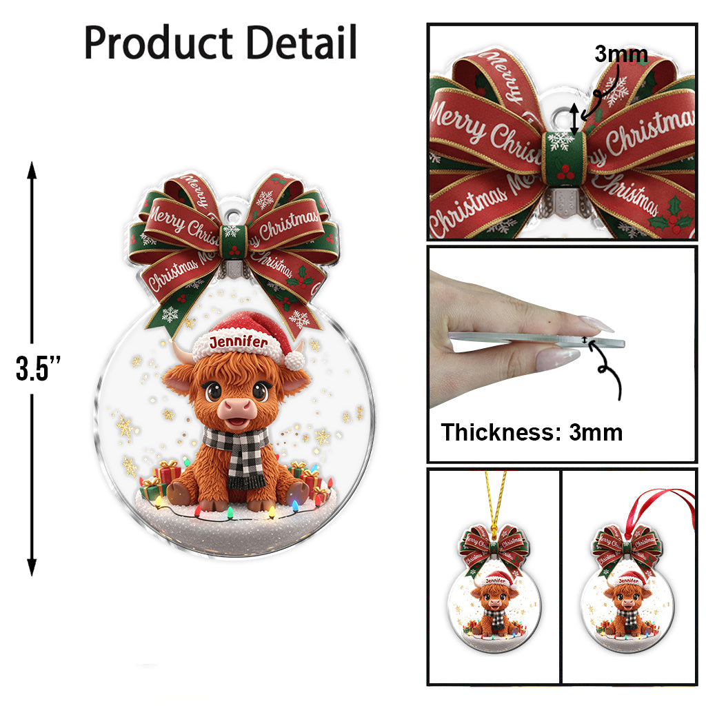 Frohe Weihnachten – Personalisierter Hochlandrind-Weihnachtsbaumschmuck