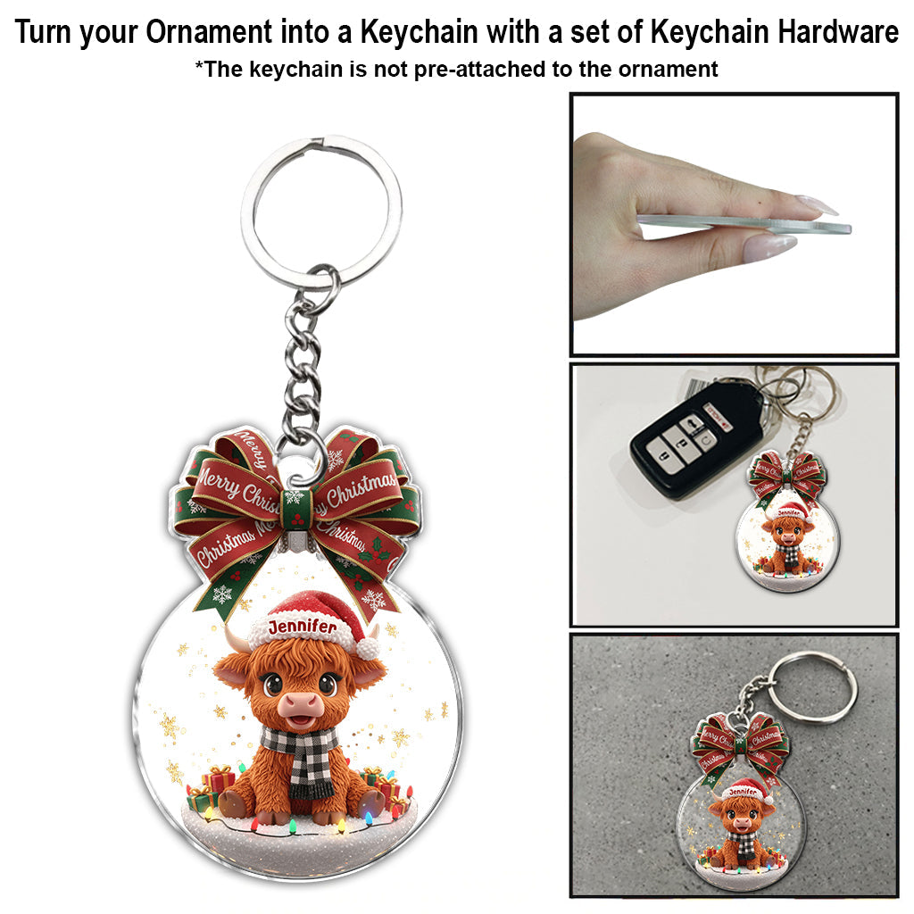 Frohe Weihnachten – Personalisierter Hochlandrind-Weihnachtsbaumschmuck