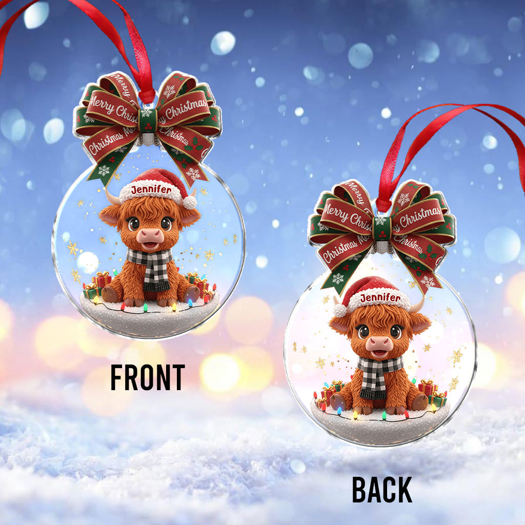 Frohe Weihnachten – Personalisierter Hochlandrind-Weihnachtsbaumschmuck