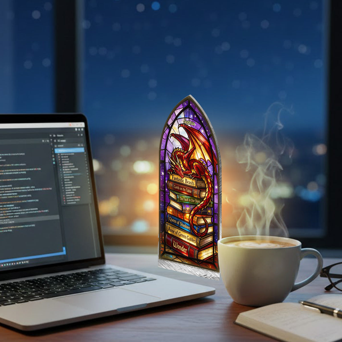 Fantasy-Drache – Personalisierter Buch-Kerzenhalter