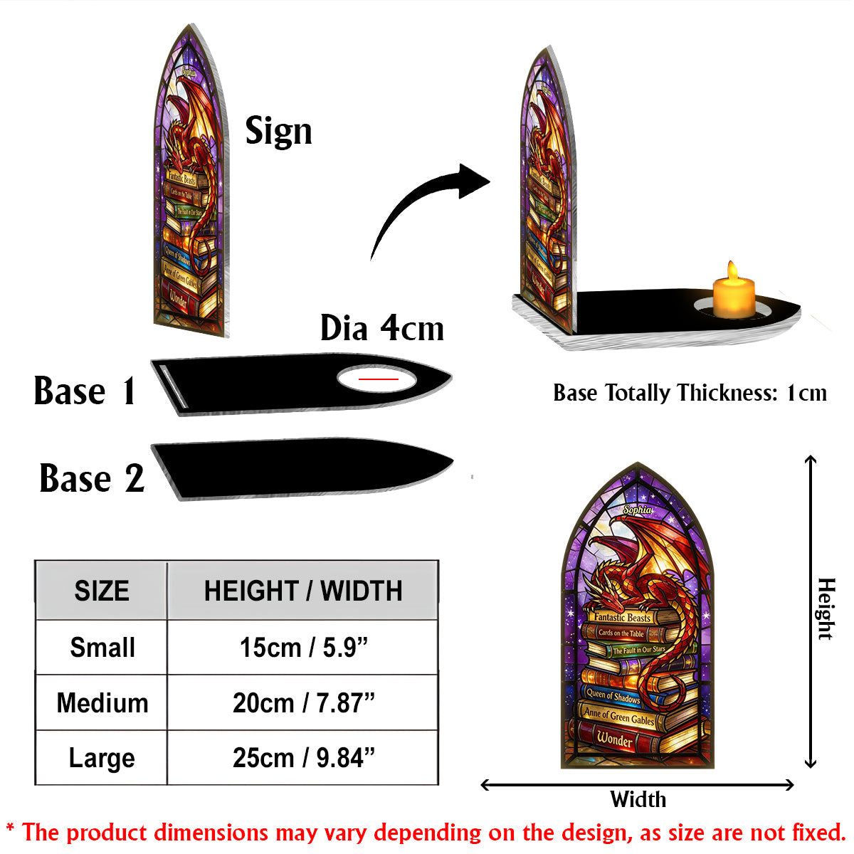 Fantasy-Drache – Personalisierter Buch-Kerzenhalter