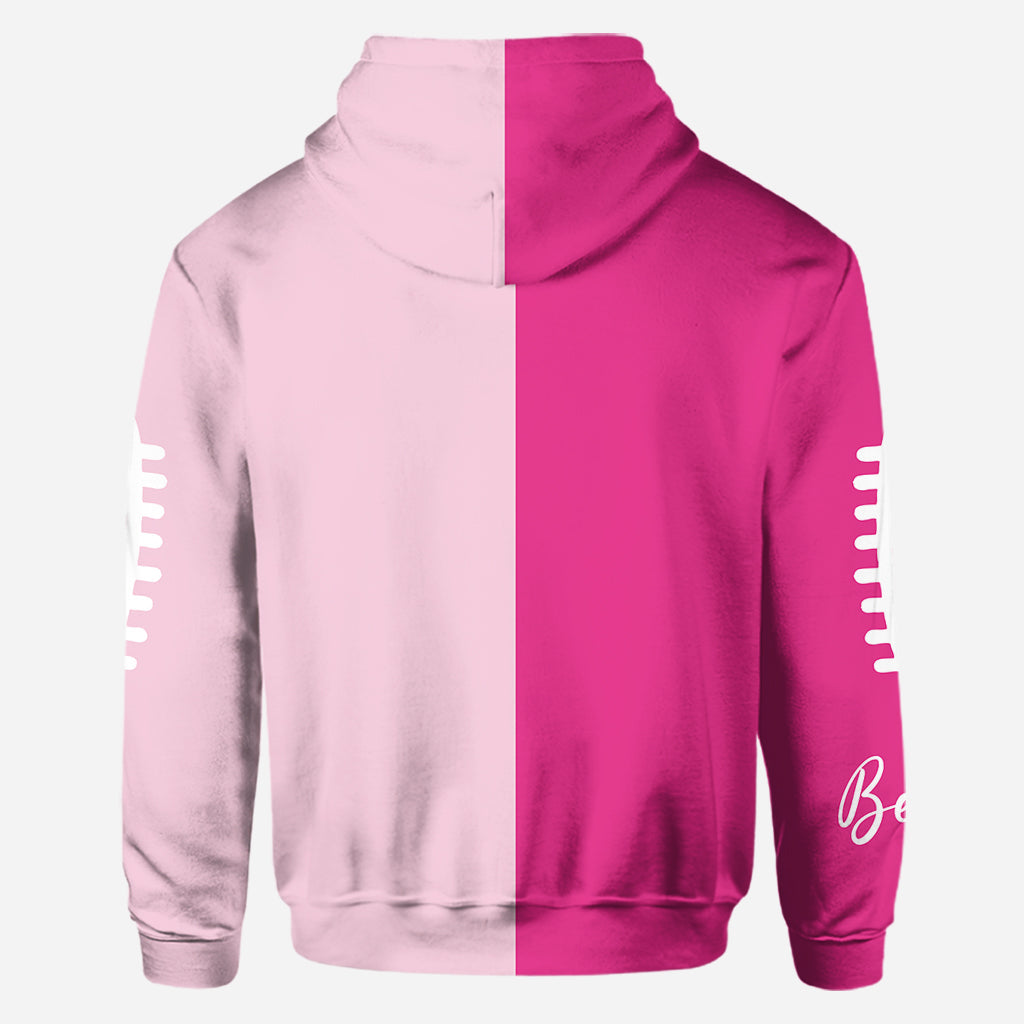 Pink Ribbon Football - Personalized Breast Cancer Awareness All Over Shirt