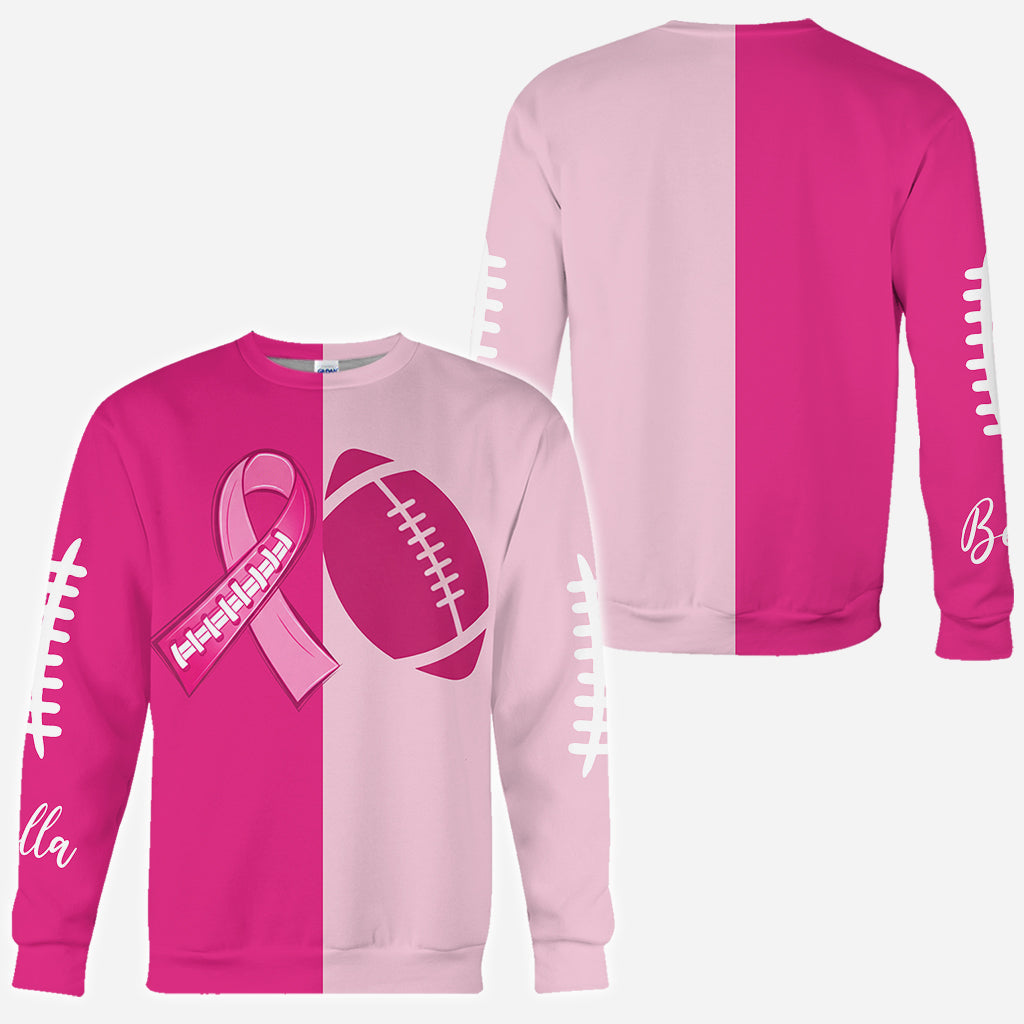 Pink Ribbon Football - Personalized Breast Cancer Awareness All Over Shirt