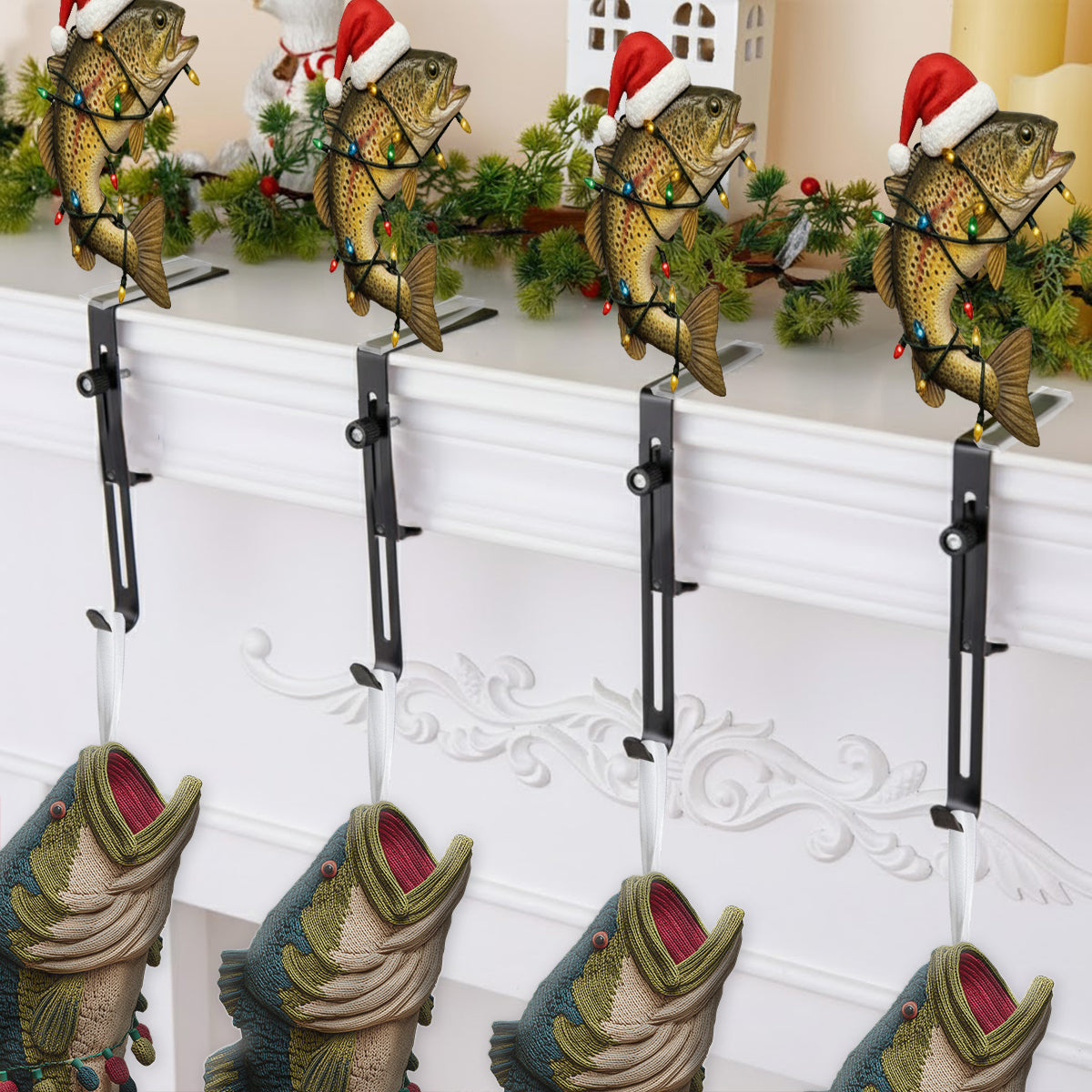 Love Fishing - Personalized Fishing Shaped Christmas Stocking