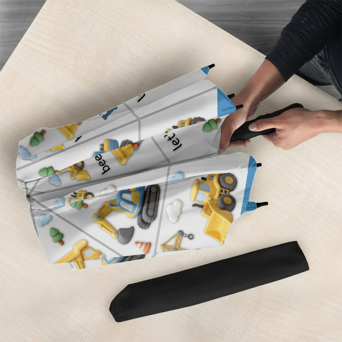 Baumaschinen - Personalisierter Kinderregenschirm