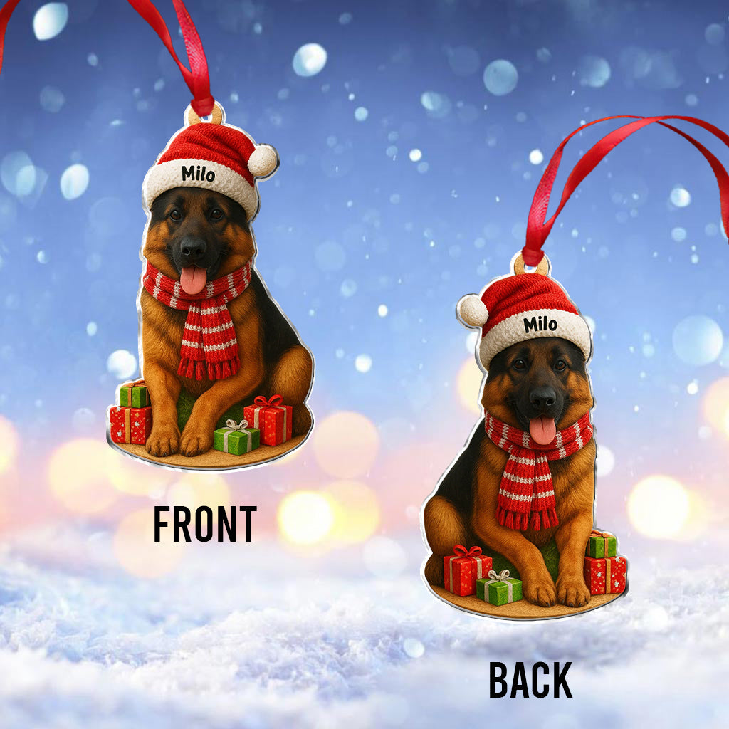 Christmas Dog - Personalized Dog Custom Shaped Ornament