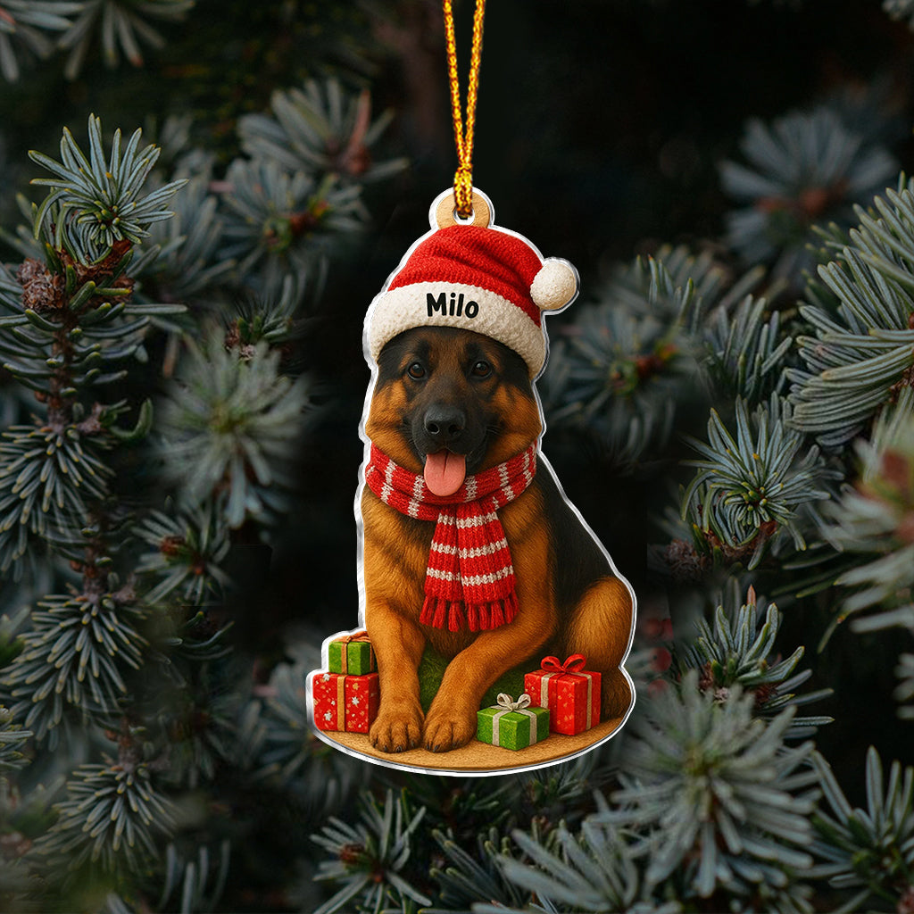 Christmas Dog - Personalized Dog Custom Shaped Ornament