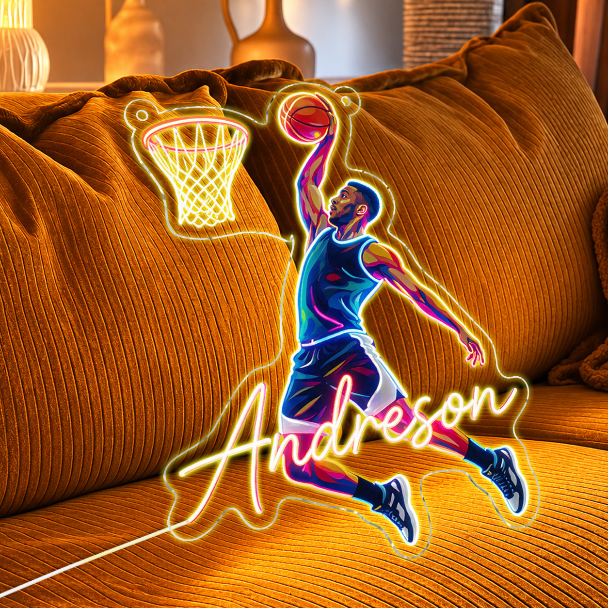 Custom From Any Photo For Any Sport - Personalized Basketball Neon LED Light Sign