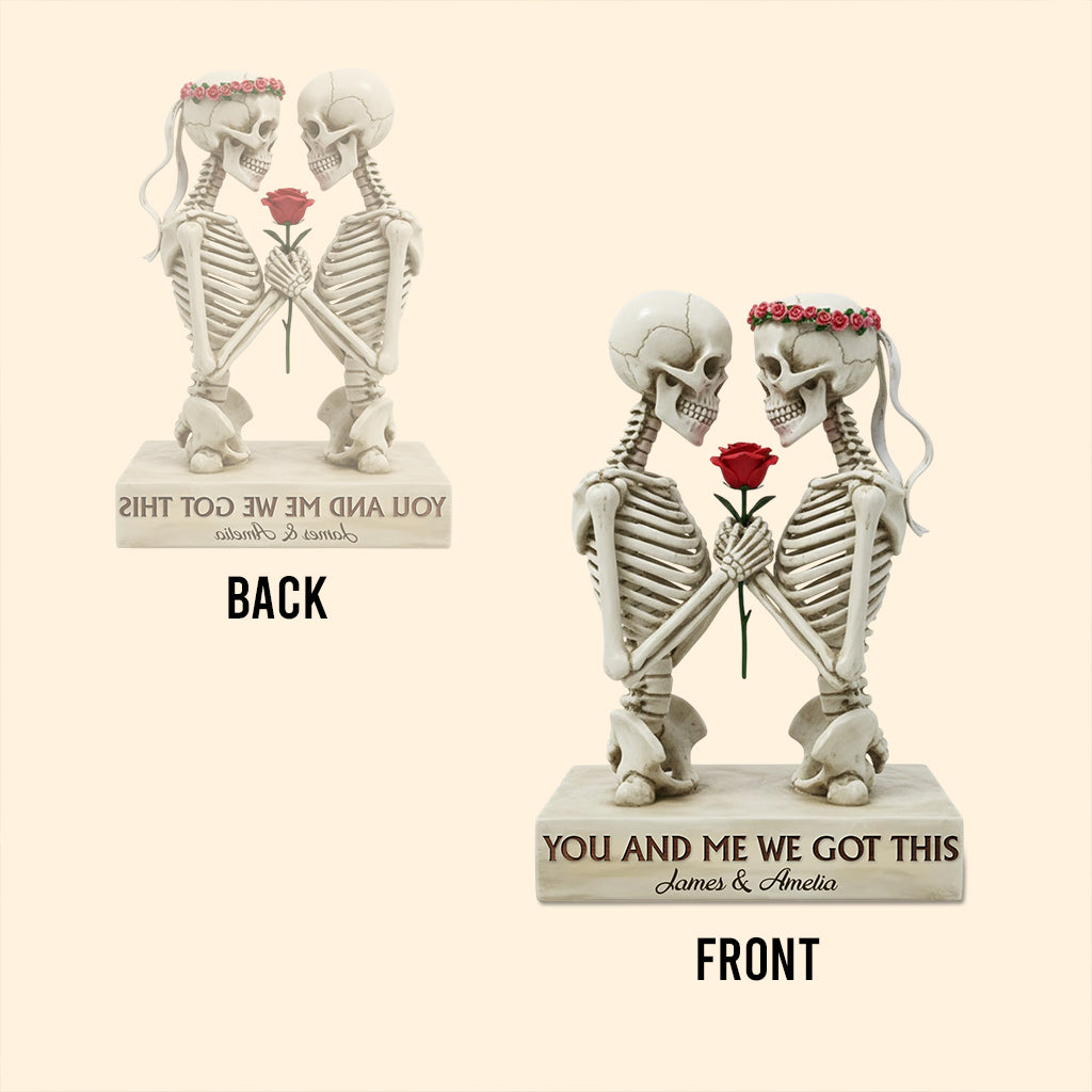Du und ich, wir schaffen das – Personalisierte Totenkopf-Acrylplakette in individueller Form