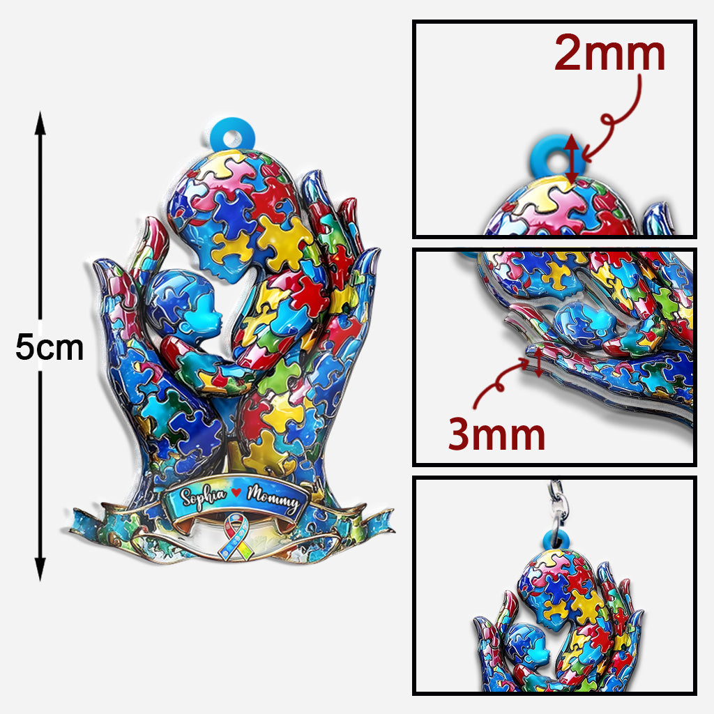 Mama und Kind – Personalisierter Schlüsselanhänger zur Sensibilisierung für Autismus