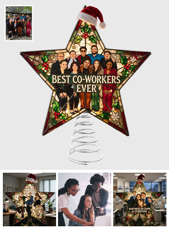 Office Christmas Tree Decoration Star - Personalized Colleague LED Light Tree Topper