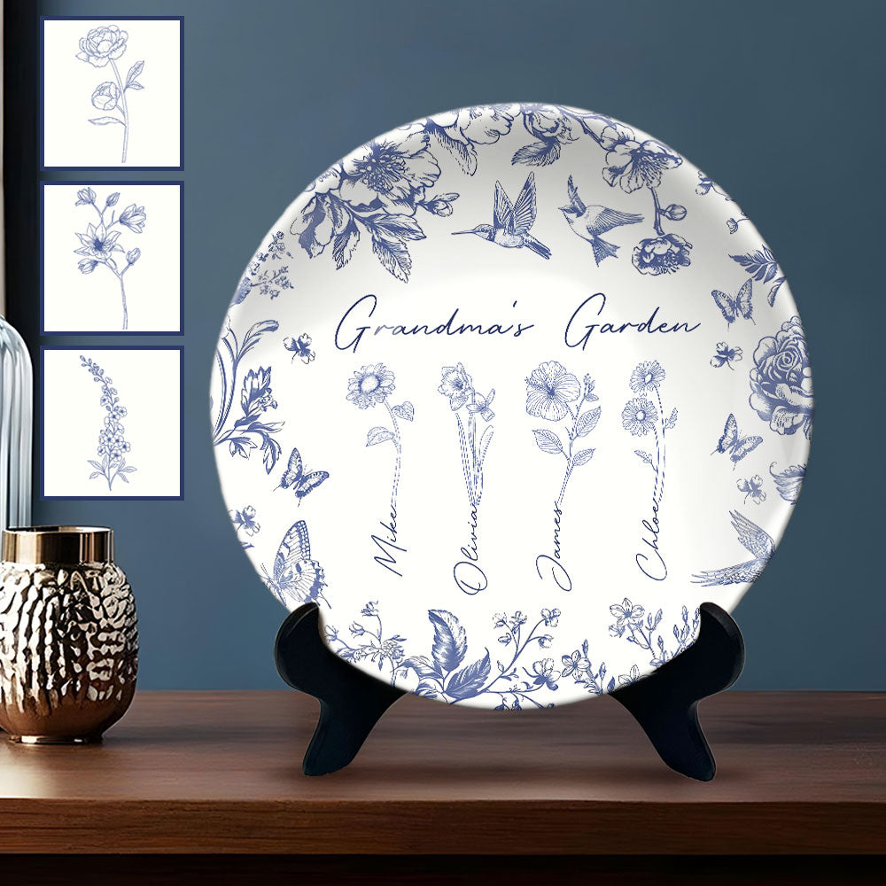 Geschenkidee für Oma, Mama usw. – Personalisierter runder Keramikteller „Oma“