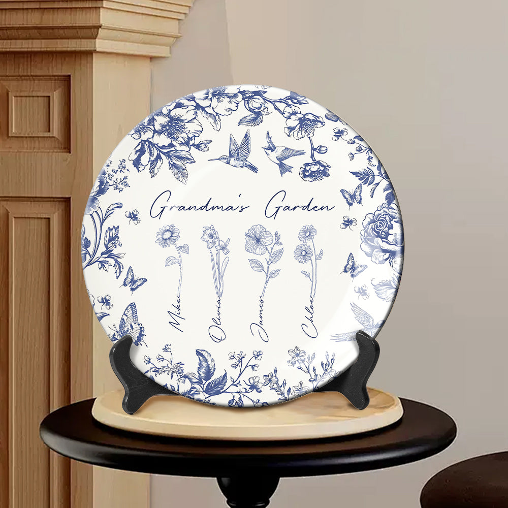 Geschenkidee für Oma, Mama usw. – Personalisierter runder Keramikteller „Oma“