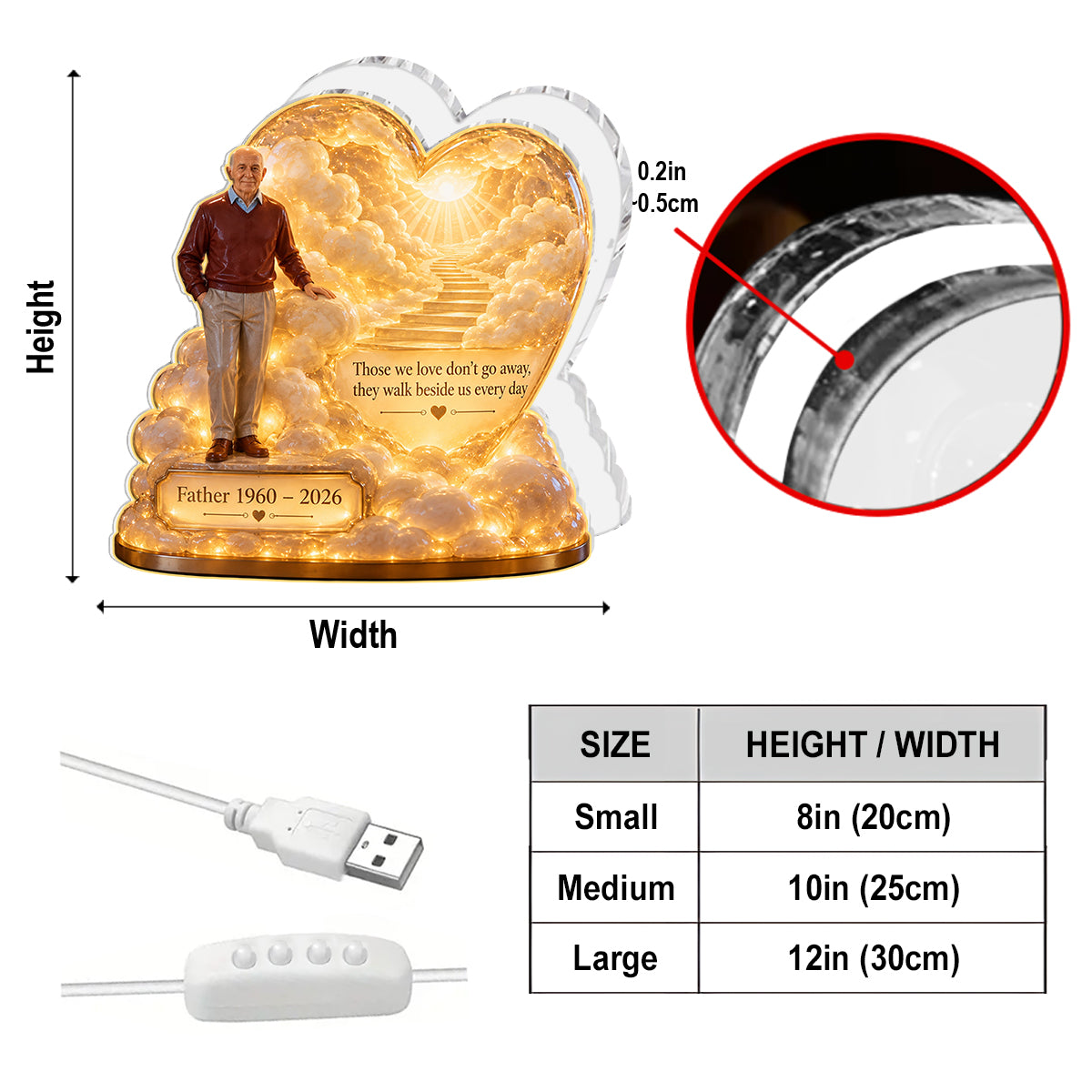 Personalized Memorial Gift, A Beautiful Keepsake to Honor a Loved One - Personalized Memorial Acrylic LED Night Light