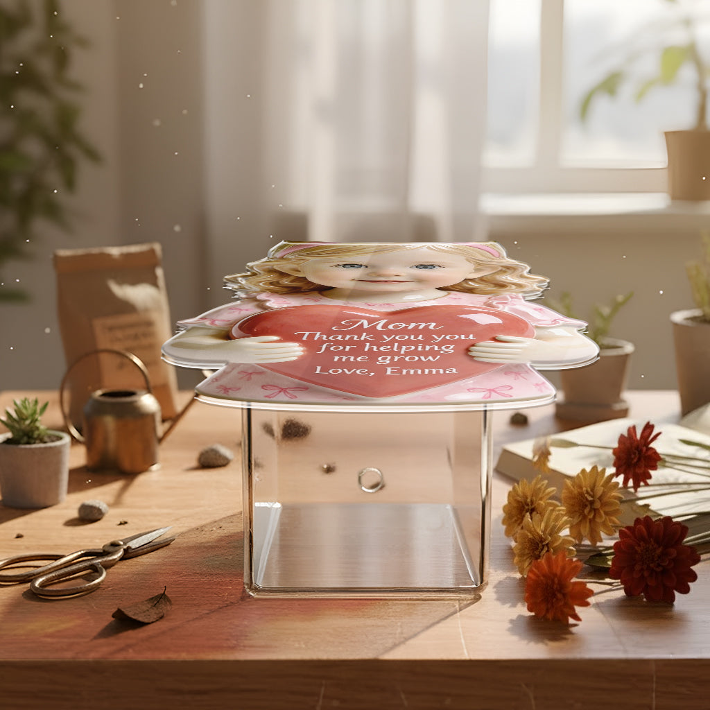 Thanks For Helping Me Grow - Personalized Mother Acrylic Pot