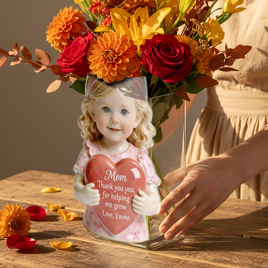 Thanks For Helping Me Grow - Personalized Mother Acrylic Pot