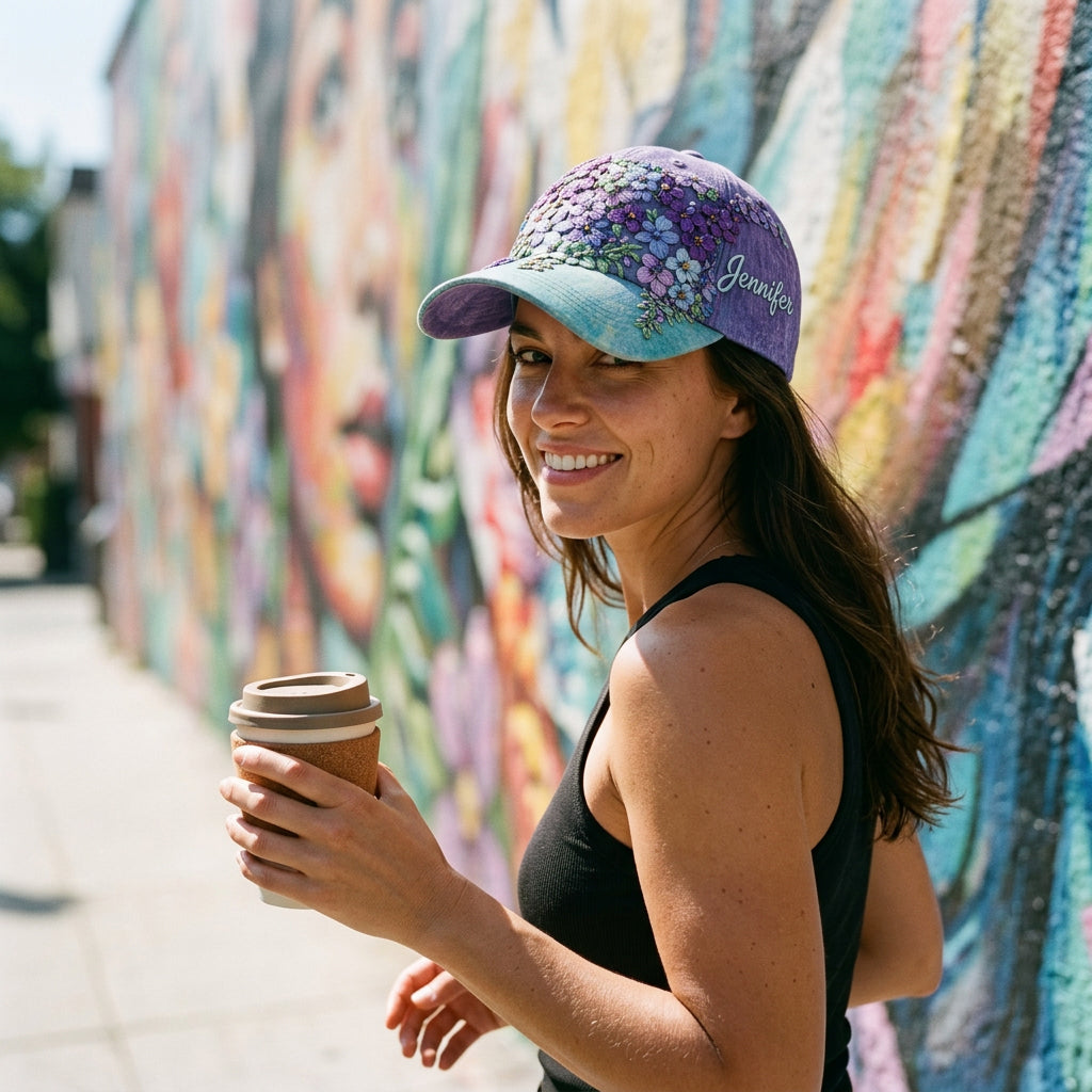 Du zählst Teal Lila Semikolon Floral - Personalisierte Suizidprävention Classic Cap