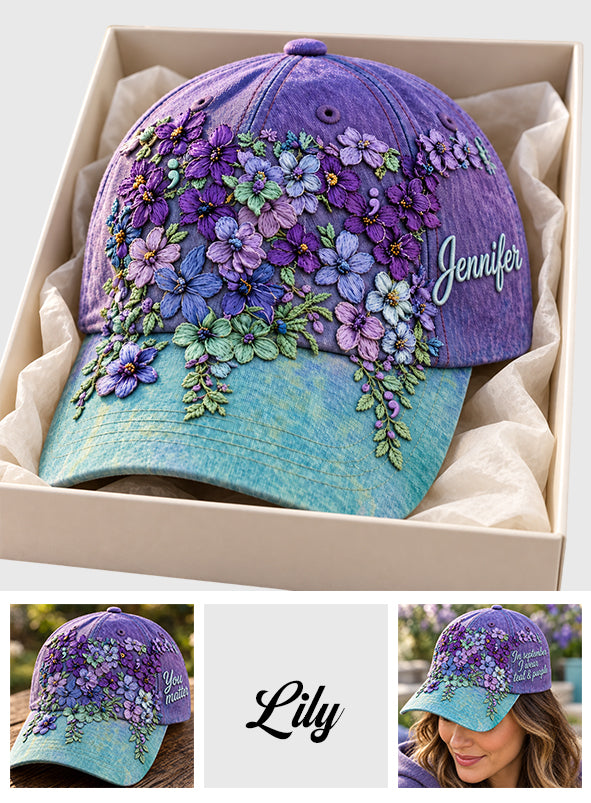 Du zählst Teal Lila Semikolon Floral - Personalisierte Suizidprävention Classic Cap