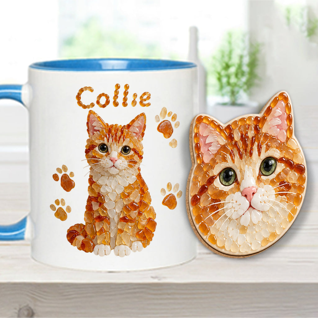 Jedes Haustierfoto zu Seeglas-Kunst - Personalisierte Katzen-Tasse & Formuntersetzer