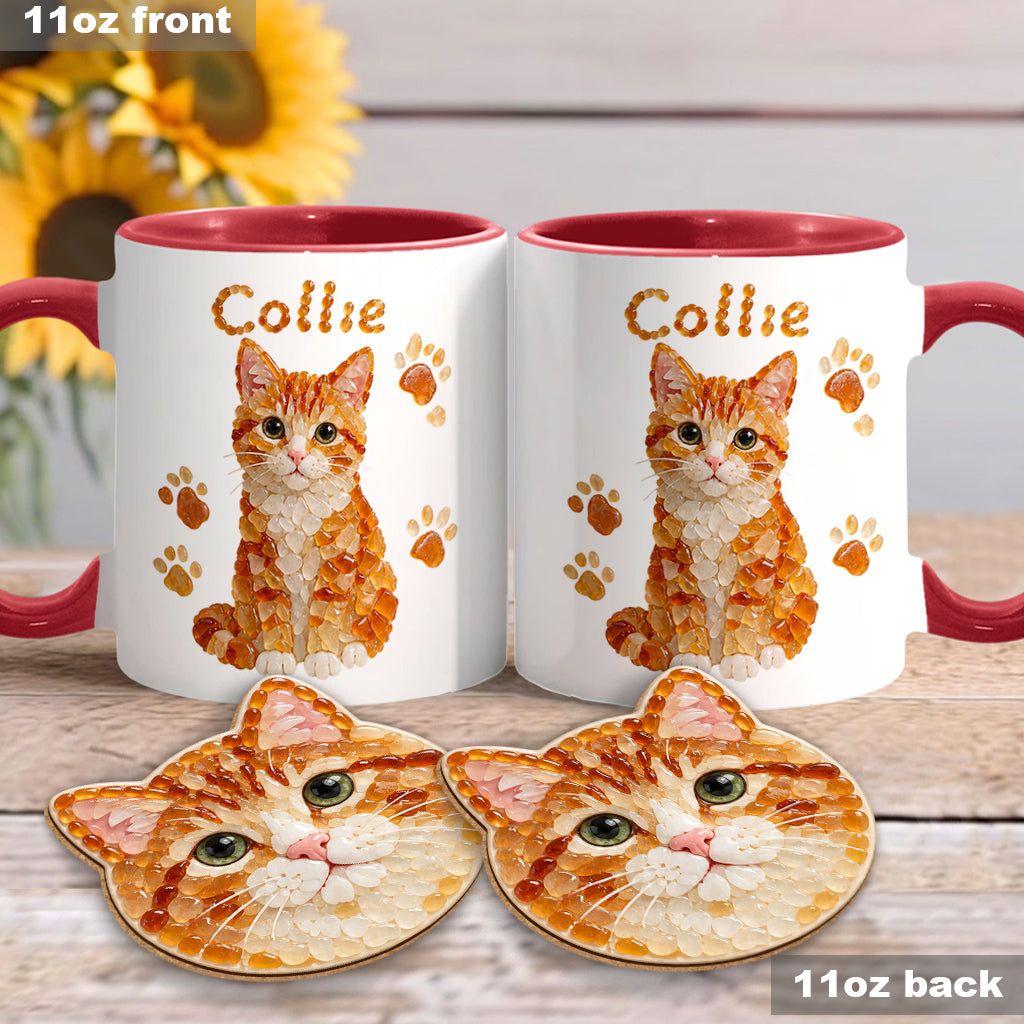 Jedes Haustierfoto zu Seeglas-Kunst - Personalisierte Katzen-Tasse & Formuntersetzer