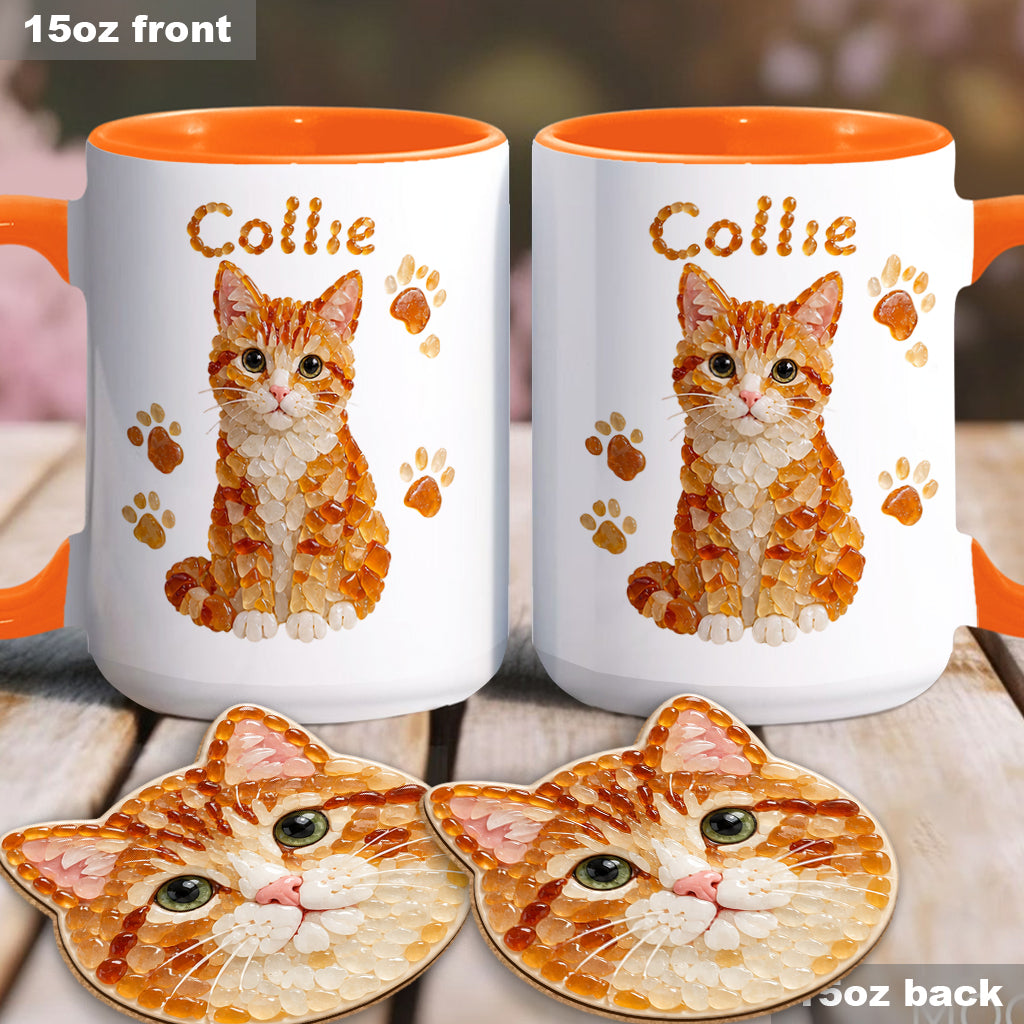 Jedes Haustierfoto zu Seeglas-Kunst - Personalisierte Katzen-Tasse & Formuntersetzer