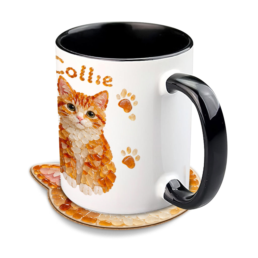 Jedes Haustierfoto zu Seeglas-Kunst - Personalisierte Katzen-Tasse & Formuntersetzer