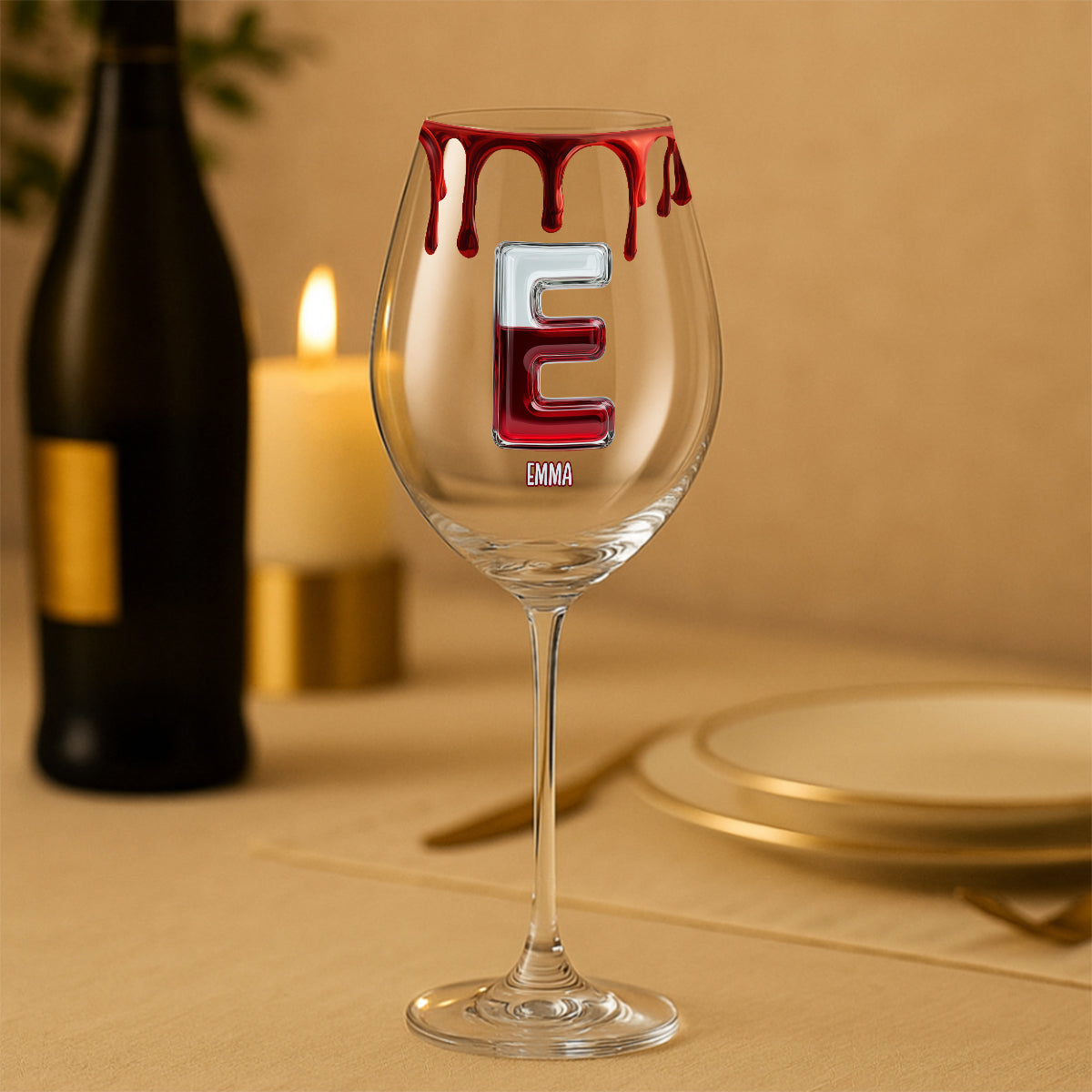 Initial Personalize For Wine Lovers - Personalized Wine Wine Glass With Long Stem
