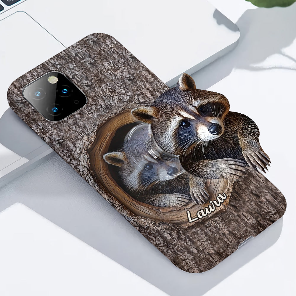 Niedlicher Waschbär – Personalisierte Handyhülle mit Waschbär-Vollbilddruck