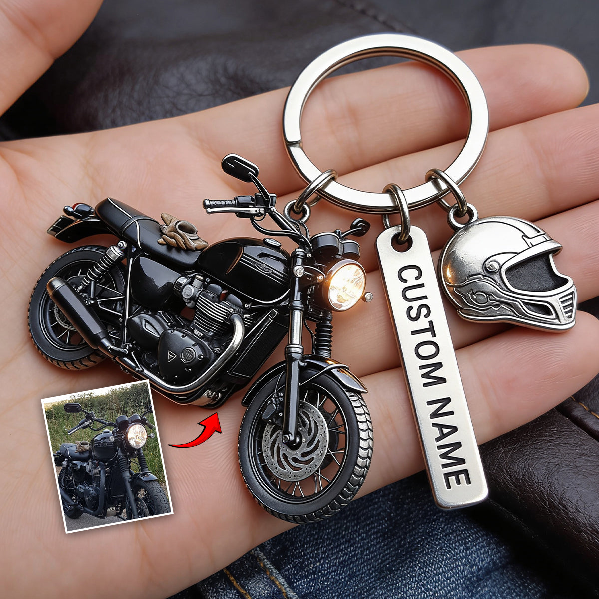Custom Keychain For Biker - Personalized Biker Keychain With Charms