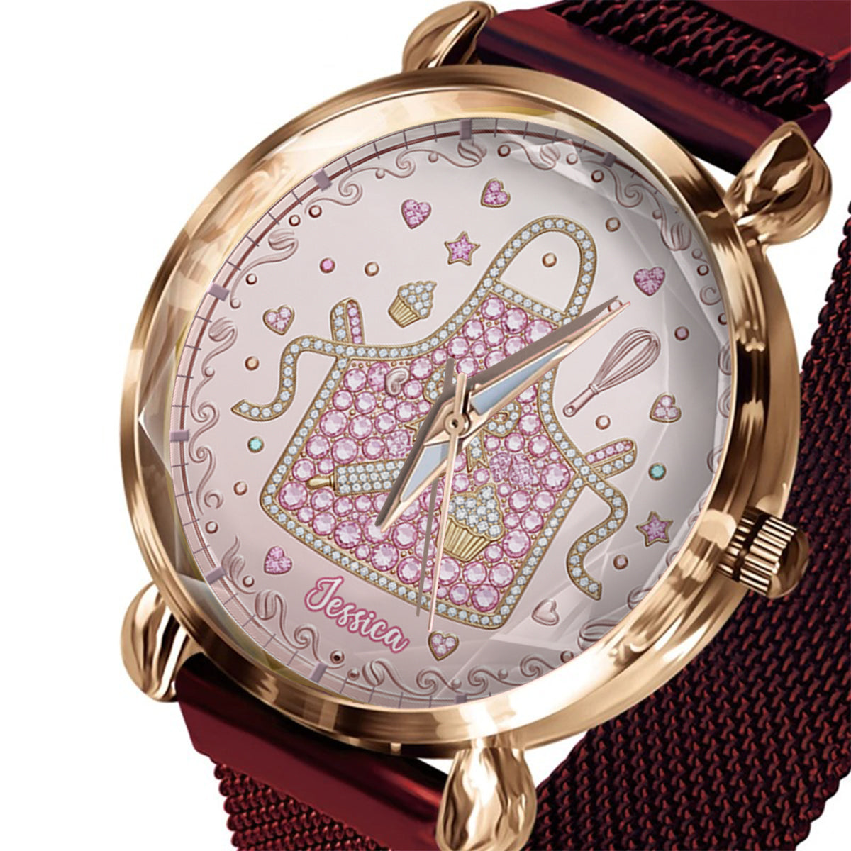 Love Baking - Personalisierte Damen-Bäcker-Handuhr 